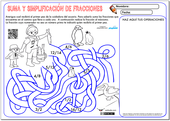 Sumas y restas de fracciones. Simplificar. worksheet