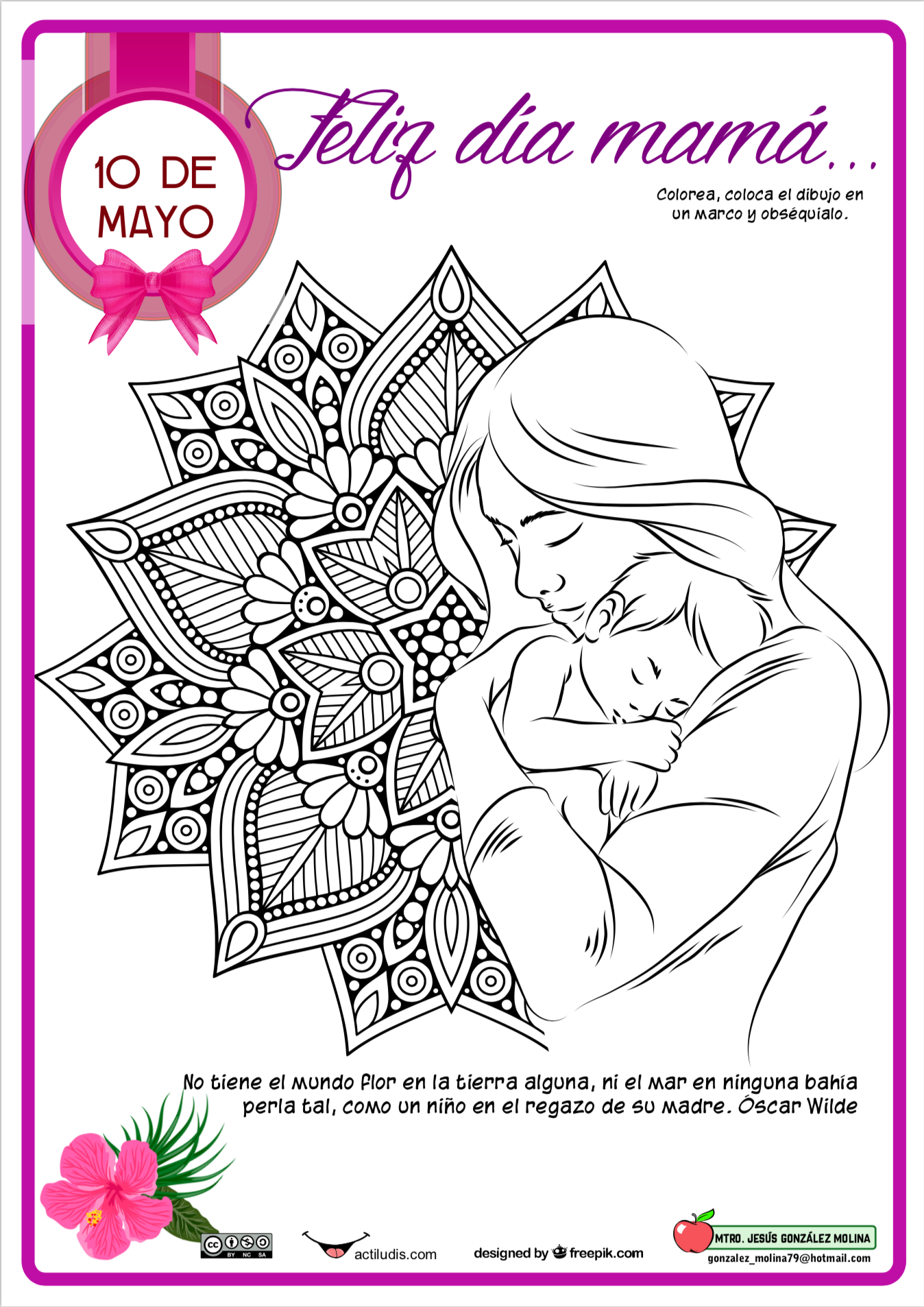 feliz dia mama para colorear