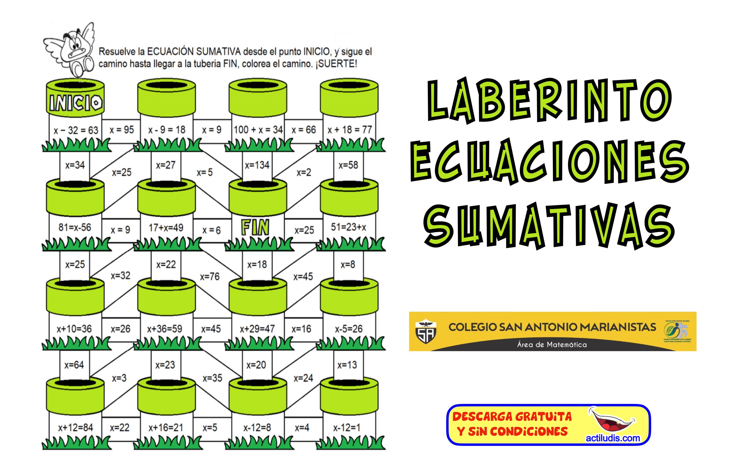 Laberinto De Ecuaciones Sumativas Actiludis 7383